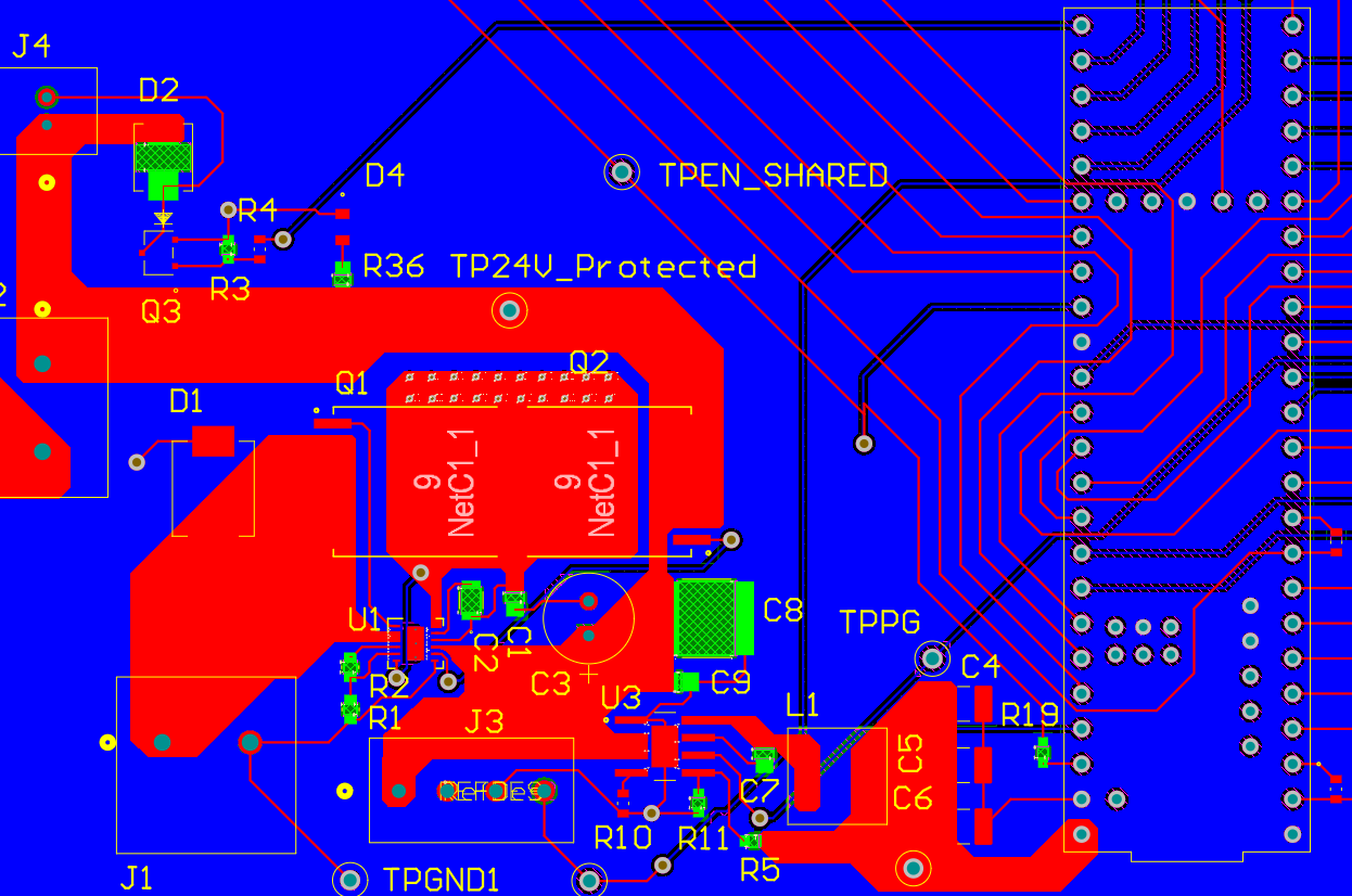 PCB layout screenshot for the upcoming robot carrier and power distribution board